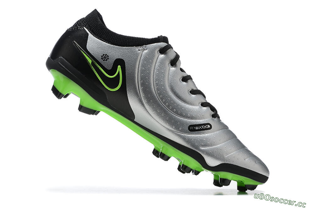 Men's NikeTiempo Legend 10 Elite FG Firm Ground Low-Tops Football Boots - Silver/Black/Blue 6