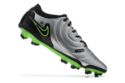 Men's NikeTiempo Legend 10 Elite FG Firm Ground Low-Tops Football Boots - Silver/Black/Blue