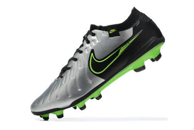 Men's NikeTiempo Legend 10 Elite FG Firm Ground Low-Tops Football Boots - Silver/Black/Blue