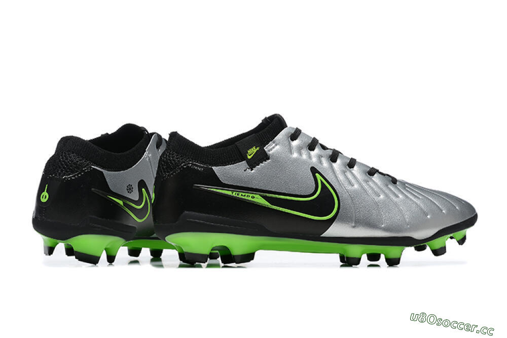 Men's NikeTiempo Legend 10 Elite FG Firm Ground Low-Tops Football Boots - Silver/Black/Blue 8