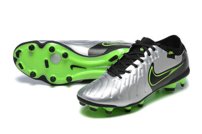 Men's NikeTiempo Legend 10 Elite FG Firm Ground Low-Tops Football Boots - Silver/Black/Blue