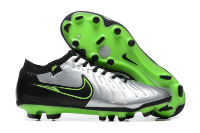 Men's NikeTiempo Legend 10 Elite FG Firm Ground Low-Tops Football Boots - Silver/Black/Blue