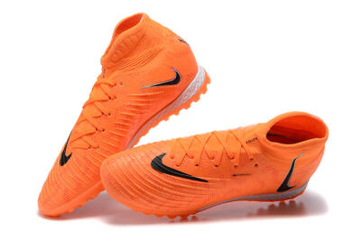 Men's Nike Phantom GX DF Elite TF Artificial Turf High-Tops Football Shoes - Orange/Silver/Black