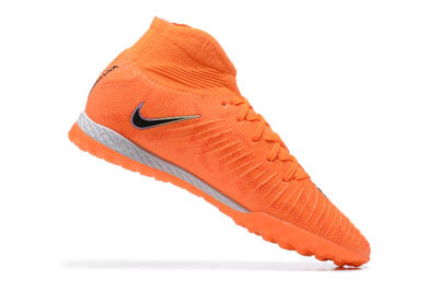 Men's Nike Phantom GX DF Elite TF Artificial Turf High-Tops Football Shoes - Orange/Silver/Black