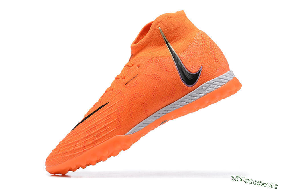 Men's Nike Phantom GX DF Elite TF Artificial Turf High-Tops Football Shoes - Orange/Silver/Black 7