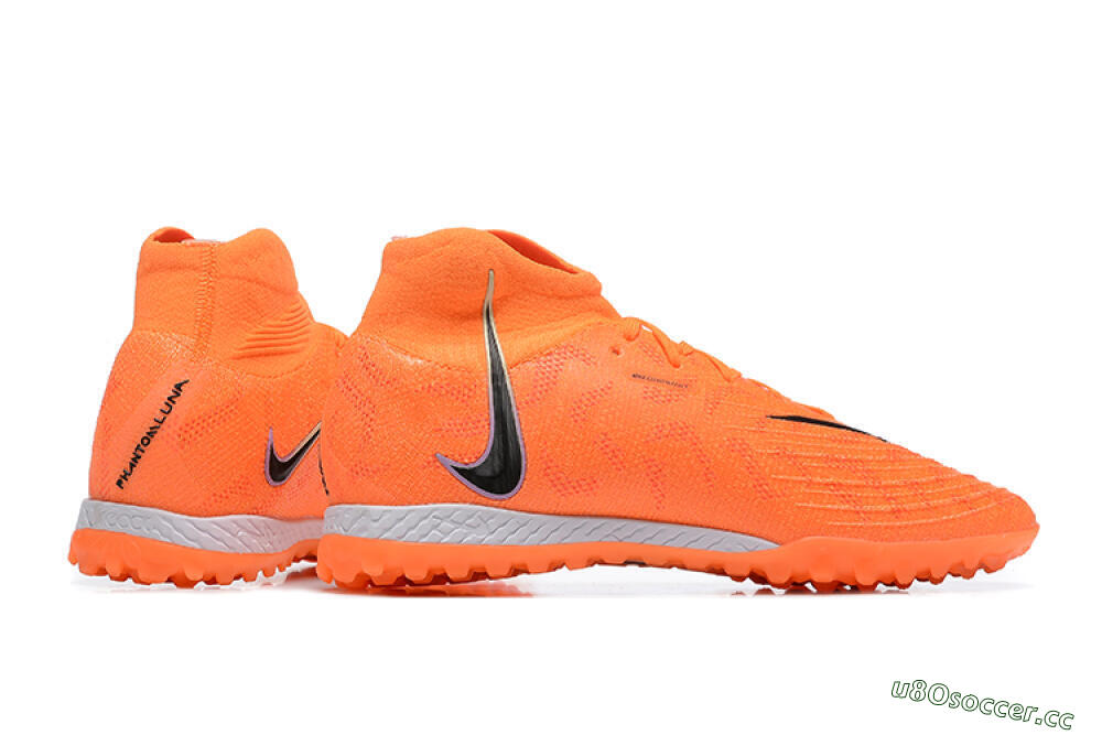 Men's Nike Phantom GX DF Elite TF Artificial Turf High-Tops Football Shoes - Orange/Silver/Black 8