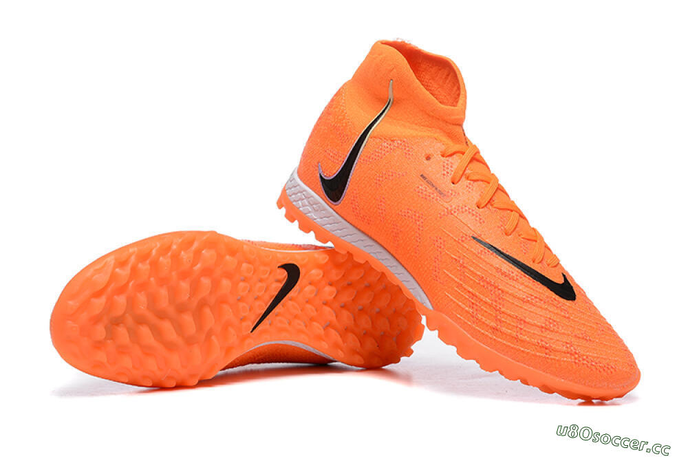 Men's Nike Phantom GX DF Elite TF Artificial Turf High-Tops Football Shoes - Orange/Silver/Black 4
