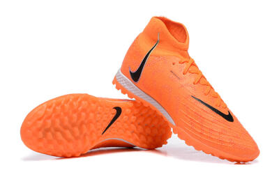 Men's Nike Phantom GX DF Elite TF Artificial Turf High-Tops Football Shoes - Orange/Silver/Black
