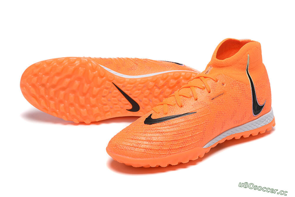 Men's Nike Phantom GX DF Elite TF Artificial Turf High-Tops Football Shoes - Orange/Silver/Black 3