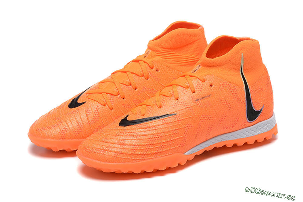 Men's Nike Phantom GX DF Elite TF Artificial Turf High-Tops Football Shoes - Orange/Silver/Black 9