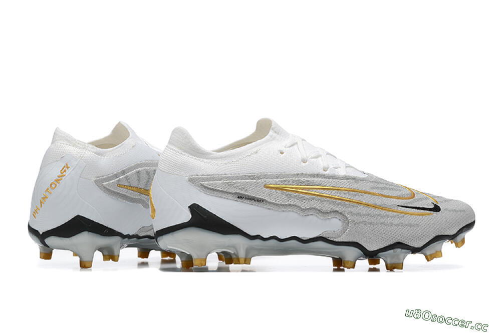Men's Nike Phantom GX Elite FG Firm Ground Low-Tops Football Boots - Grey/White/Gold 8