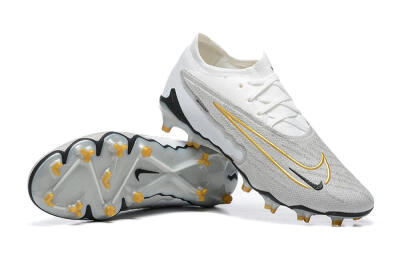 Men's Nike Phantom GX Elite FG Firm Ground Low-Tops Football Boots - Grey/White/Gold
