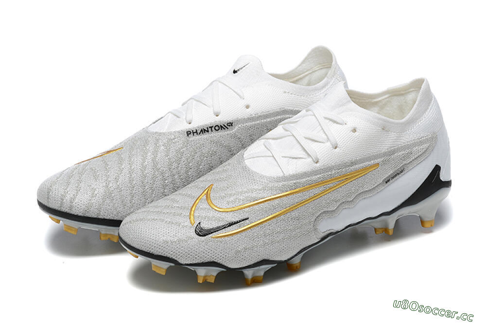 Men's Nike Phantom GX Elite FG Firm Ground Low-Tops Football Boots - Grey/White/Gold 9