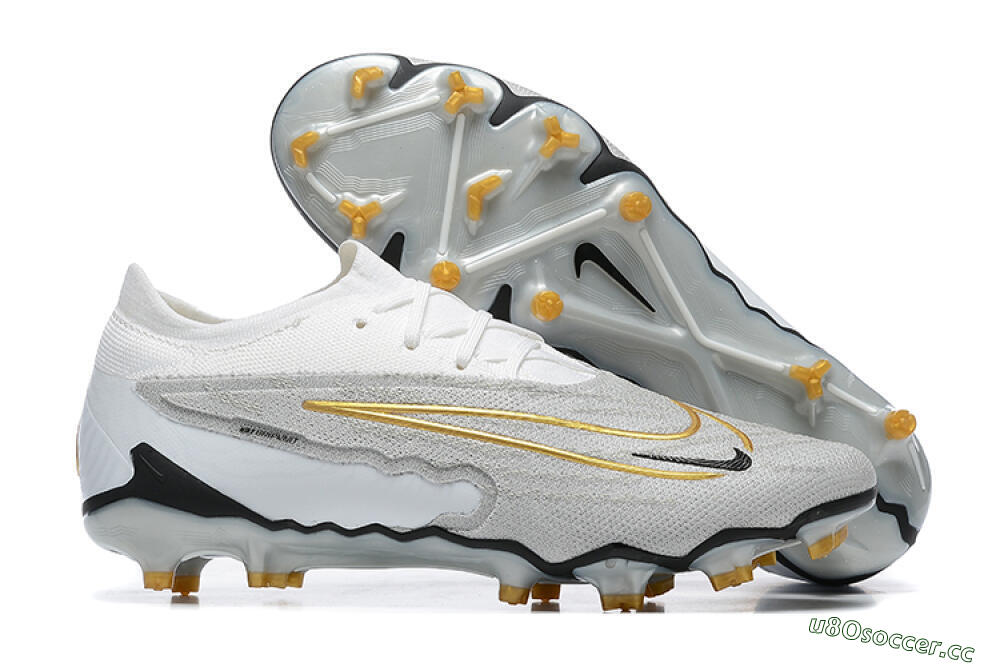 Men's Nike Phantom GX Elite FG Firm Ground Low-Tops Football Boots - Grey/White/Gold 2