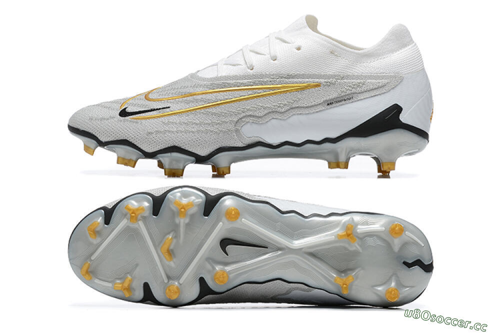 Men's Nike Phantom GX Elite FG Firm Ground Low-Tops Football Boots - Grey/White/Gold 1