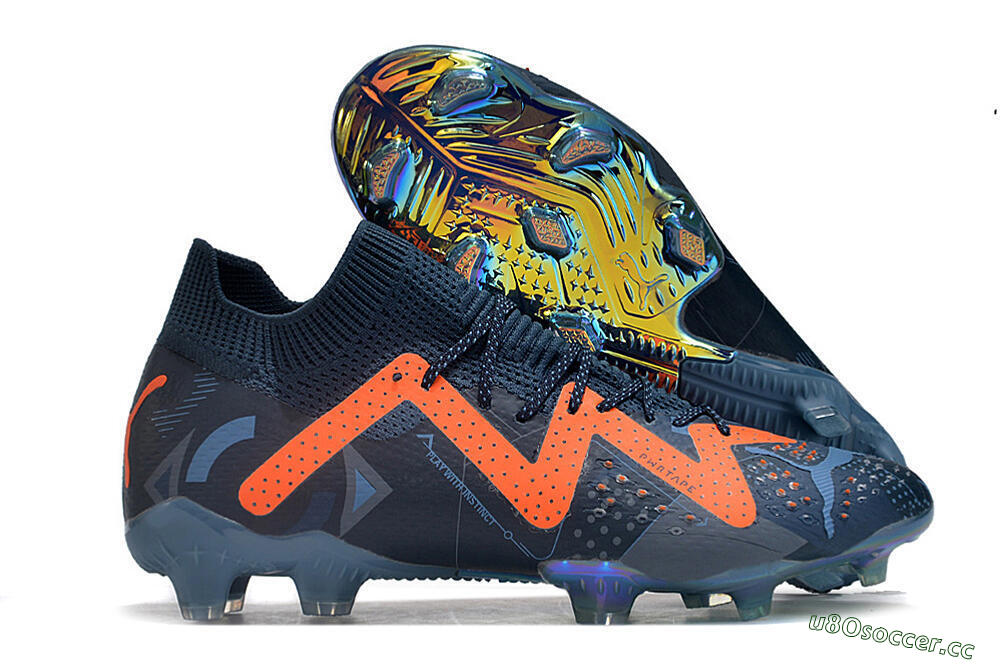 Men's Puma Future Ultimate DNA FG Firm Ground Low-Tops Football Boots - Blue/Orange 2
