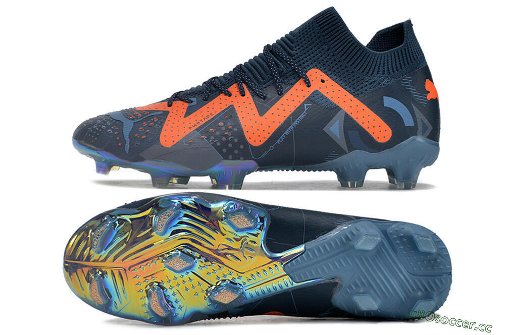 Men's Puma Future Ultimate DNA FG Firm Ground Low-Tops Football Boots - Blue/Orange 1