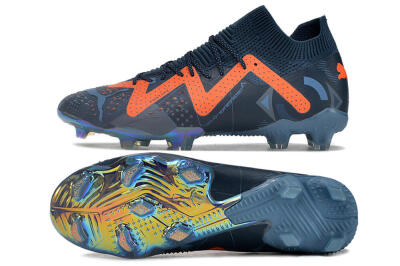Men's Puma Future Ultimate DNA FG Firm Ground Low-Tops Football Boots - Blue/Orange