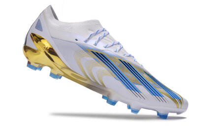Men's Adidas X Crazyfast.1 FG Firm Ground Low-Tops Football Boots - White/Blue/Gold