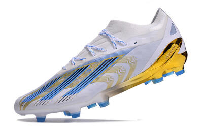 Men's Adidas X Crazyfast.1 FG Firm Ground Low-Tops Football Boots - White/Blue/Gold