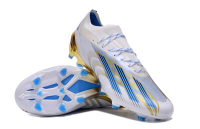 Men's Adidas X Crazyfast.1 FG Firm Ground Low-Tops Football Boots - White/Blue/Gold