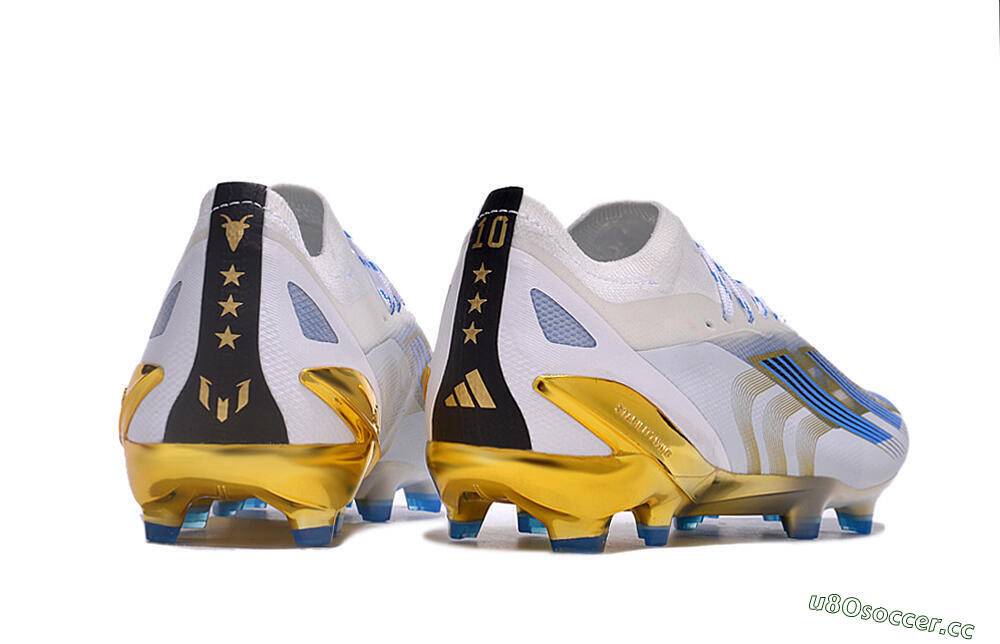 Men's Adidas X Crazyfast.1 FG Firm Ground Low-Tops Football Boots - White/Blue/Gold 6