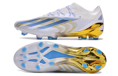 Men's Adidas X Crazyfast.1 FG Firm Ground Low-Tops Football Boots - White/Blue/Gold