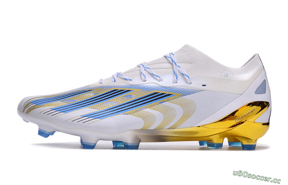 Men's Adidas X Crazyfast.1 FG Firm Ground Low-Tops Football Boots - White/Blue/Gold 0