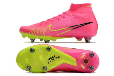 Men's Nike Air Zoom Mercurial Superfly 9 Elite SG Soft Ground High-Tops Football Boots - Pink/Green/Black
