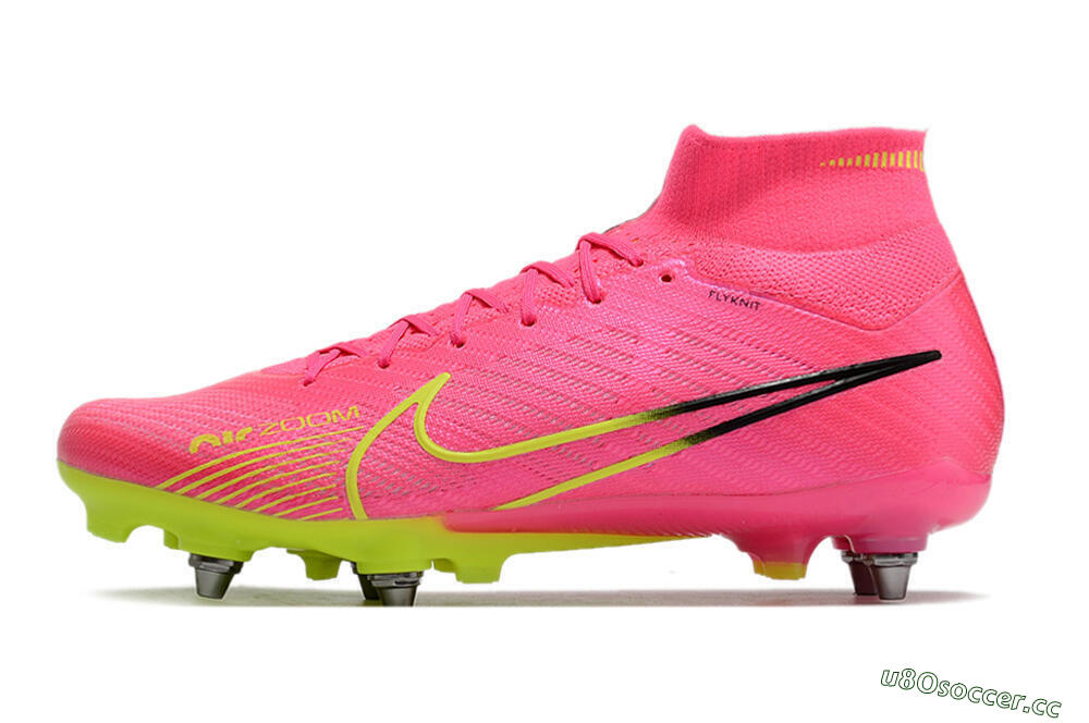 Men's Nike Air Zoom Mercurial Superfly 9 Elite SG Soft Ground High-Tops Football Boots - Pink/Green/Black 0