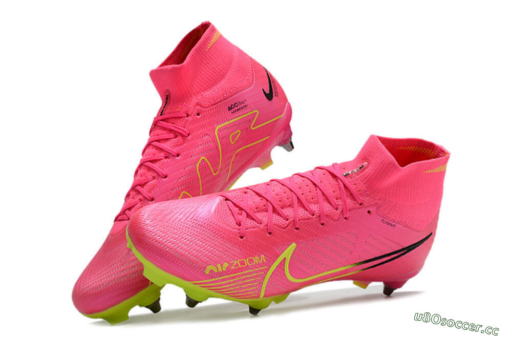 Men's Nike Air Zoom Mercurial Superfly 9 Elite SG Soft Ground High-Tops Football Boots - Pink/Green/Black 6