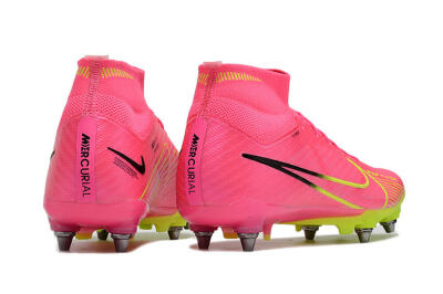 Men's Nike Air Zoom Mercurial Superfly 9 Elite SG Soft Ground High-Tops Football Boots - Pink/Green/Black