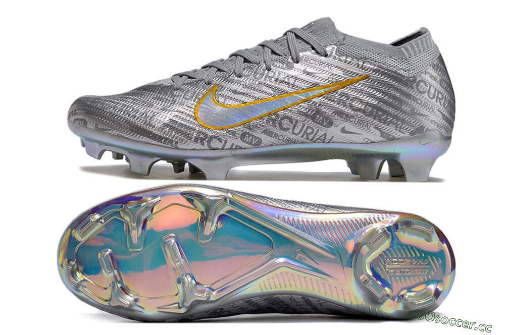 Unisex Nike Air Zoom Mercurial Vapor 15 Elite FG Firm Ground Low-Tops Football Boots - Silver/Gold 1
