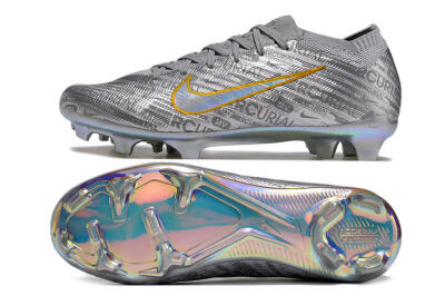 Unisex Nike Air Zoom Mercurial Vapor 15 Elite FG Firm Ground Low-Tops Football Boots - Silver/Gold
