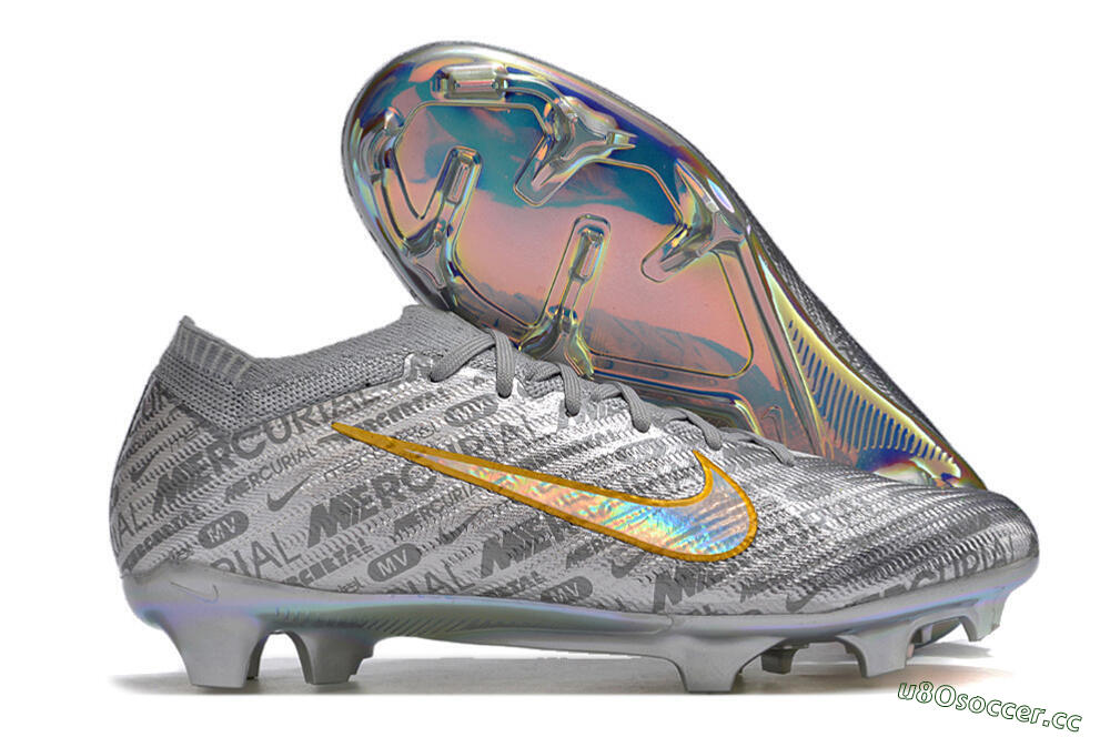 Unisex Nike Air Zoom Mercurial Vapor 15 Elite FG Firm Ground Low-Tops Football Boots - Silver/Gold 2