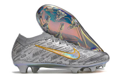 Unisex Nike Air Zoom Mercurial Vapor 15 Elite FG Firm Ground Low-Tops Football Boots - Silver/Gold