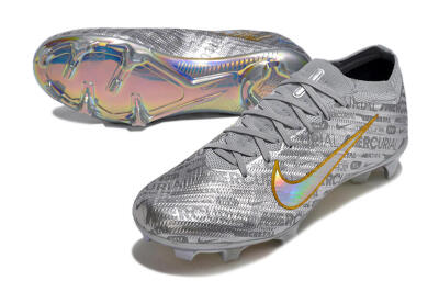 Unisex Nike Air Zoom Mercurial Vapor 15 Elite FG Firm Ground Low-Tops Football Boots - Silver/Gold