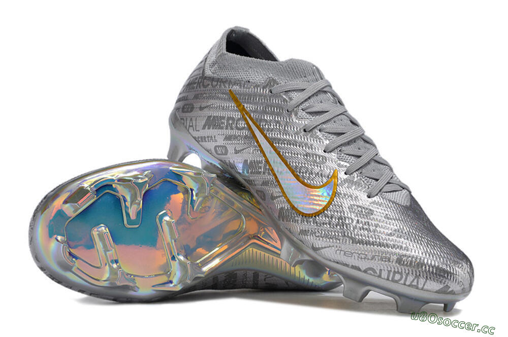 Unisex Nike Air Zoom Mercurial Vapor 15 Elite FG Firm Ground Low-Tops Football Boots - Silver/Gold 4