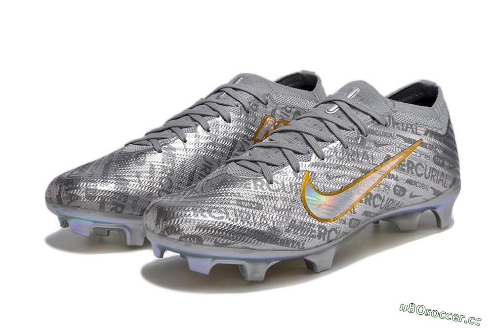 Unisex Nike Air Zoom Mercurial Vapor 15 Elite FG Firm Ground Low-Tops Football Boots - Silver/Gold 5