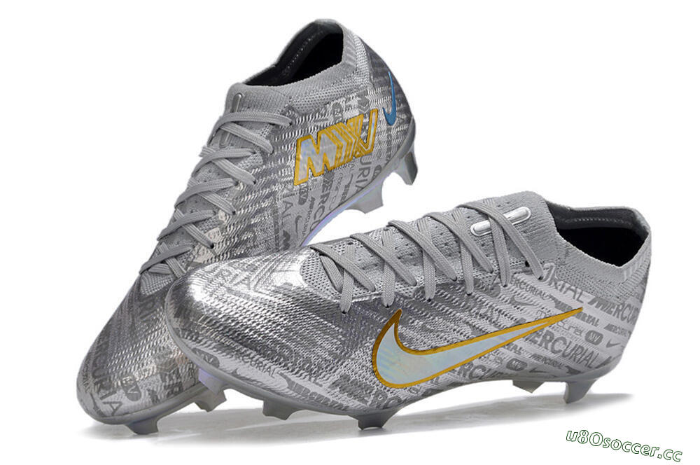 Unisex Nike Air Zoom Mercurial Vapor 15 Elite FG Firm Ground Low-Tops Football Boots - Silver/Gold 6