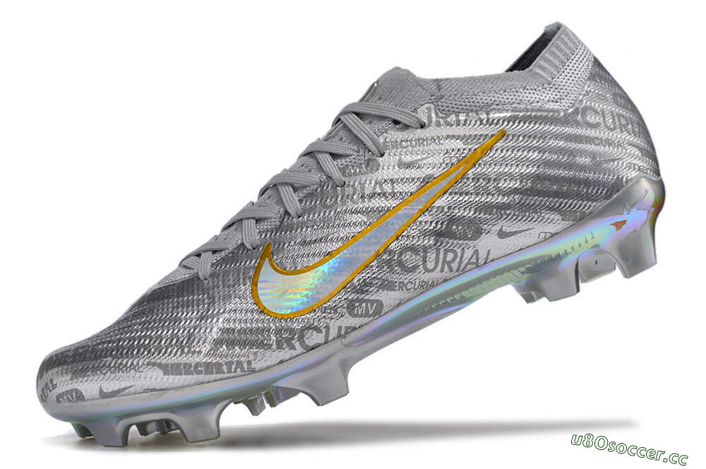 Unisex Nike Air Zoom Mercurial Vapor 15 Elite FG Firm Ground Low-Tops Football Boots - Silver/Gold 8