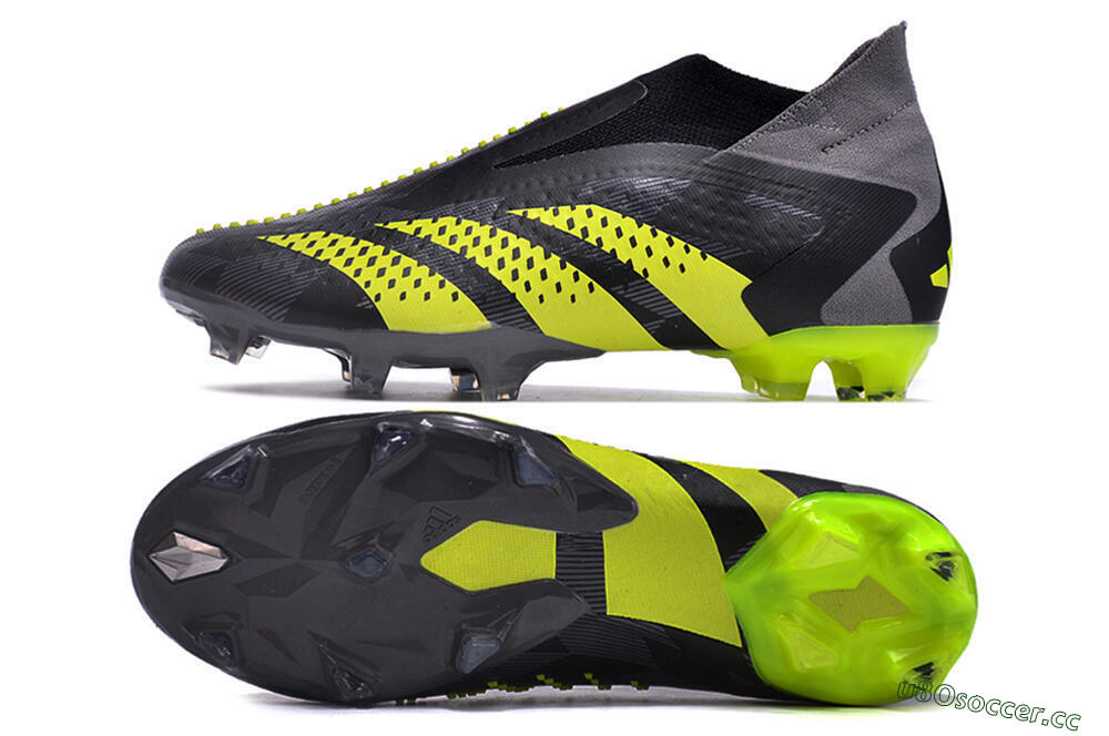 Men's Adidas Predator Accuracy+ FG Firm Ground High-Tops Football Boots - Black/Grey/Yellow 1