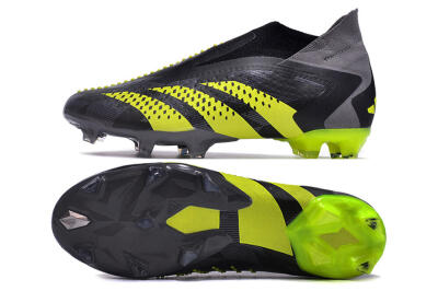 Men's Adidas Predator Accuracy+ FG Firm Ground High-Tops Football Boots - Black/Grey/Yellow