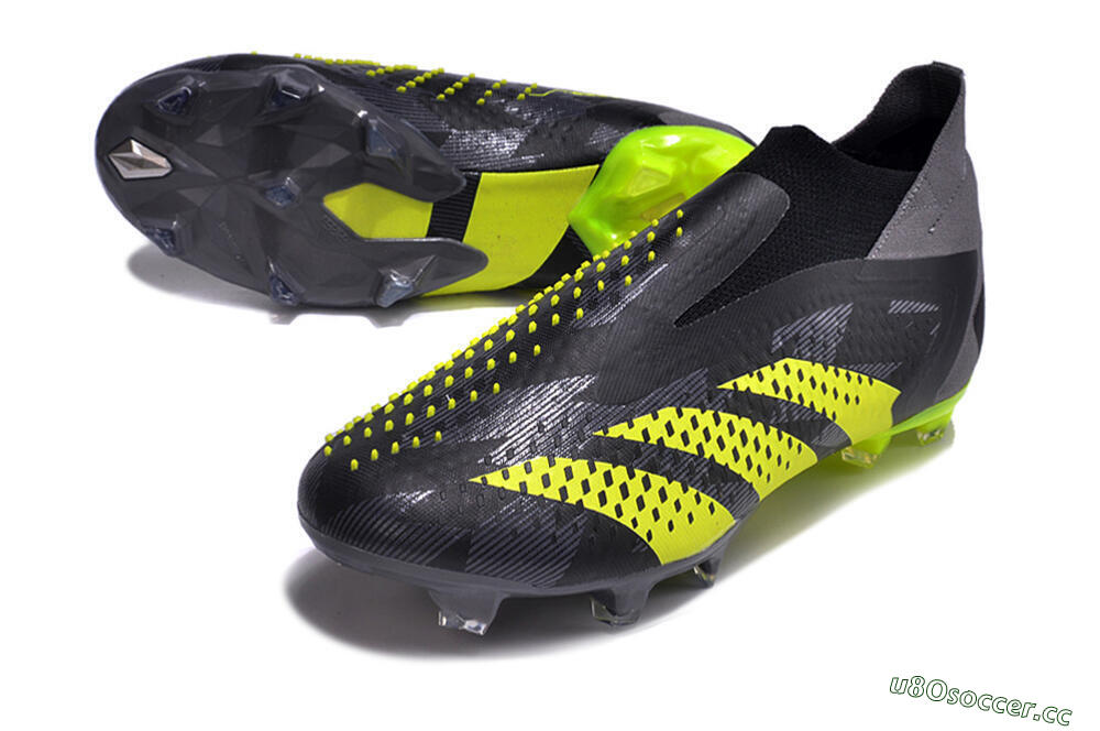 Men's Adidas Predator Accuracy+ FG Firm Ground High-Tops Football Boots - Black/Grey/Yellow 3