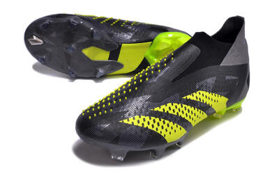 Men's Adidas Predator Accuracy+ FG Firm Ground High-Tops Football Boots - Black/Grey/Yellow