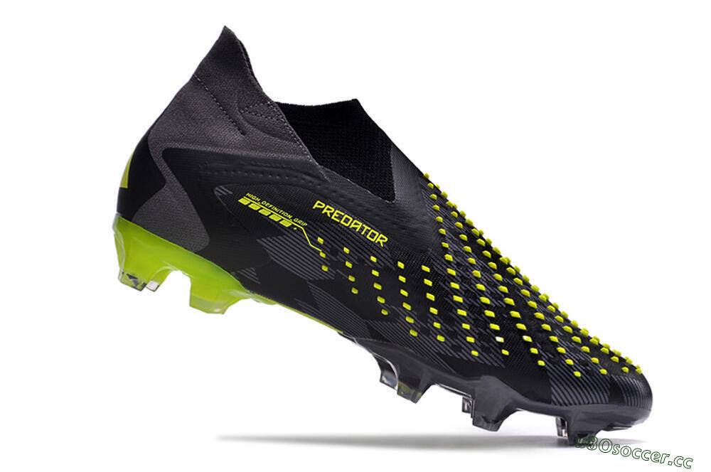 Men's Adidas Predator Accuracy+ FG Firm Ground High-Tops Football Boots - Black/Grey/Yellow 4