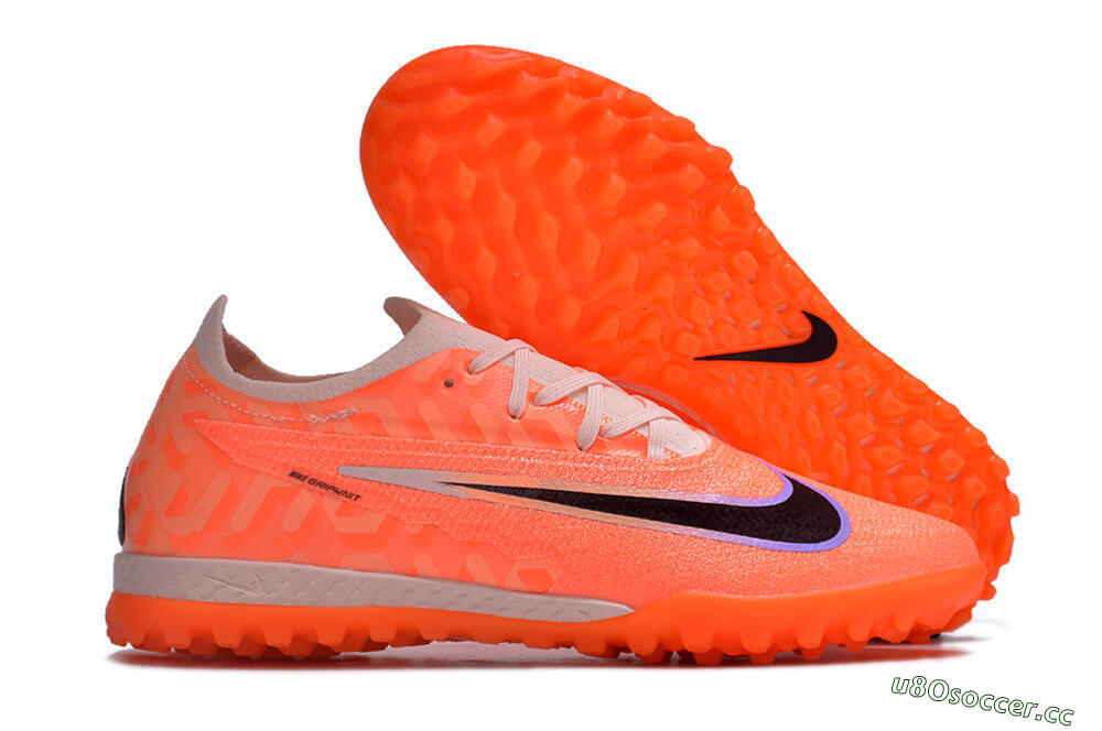 Men's Nike Phantom GX Elite TF Artificial Turf Low-Tops Football Shoes - Orange/Black/Purple 2