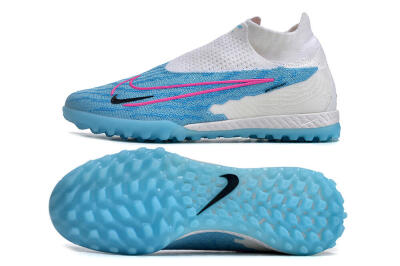 Men's Nike Phantom GX Elite DF Link TF Artificial Turf High-Tops Football Shoes - White/Blue/Pink