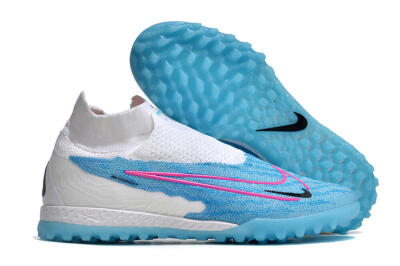 Men's Nike Phantom GX Elite DF Link TF Artificial Turf High-Tops Football Shoes - White/Blue/Pink