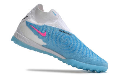 Men's Nike Phantom GX Elite DF Link TF Artificial Turf High-Tops Football Shoes - White/Blue/Pink